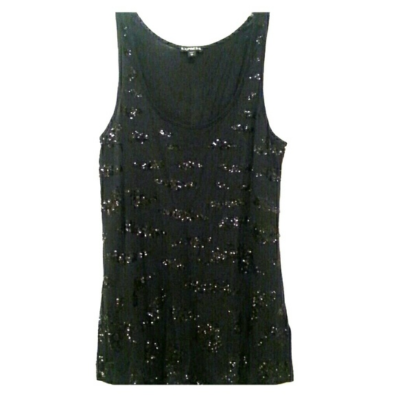 ✨🛍️ Express Black Rayon & Sequin Swing Tank XS