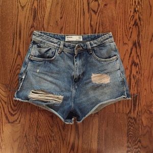 High waisted Zara TRF denim shorts 00 24