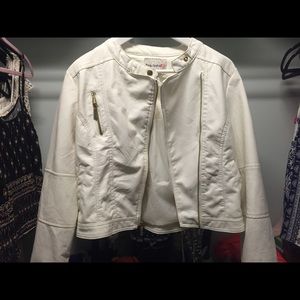 SALE White Leather Jacket