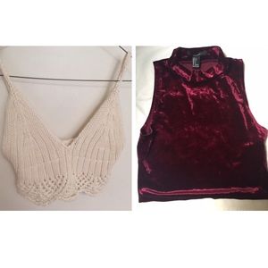 Velvet and crochet crop bundle