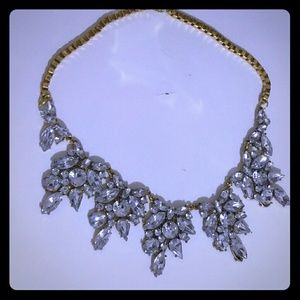 Multi Clear Crystal Drop Statement Bib necklace