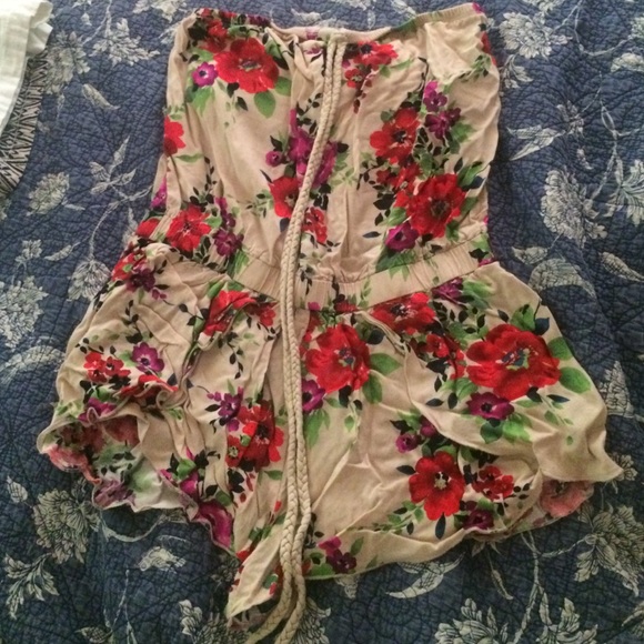 Tan floral romper