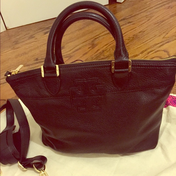 Reserved  - Tory Burch Stacked Logo Black Satchel