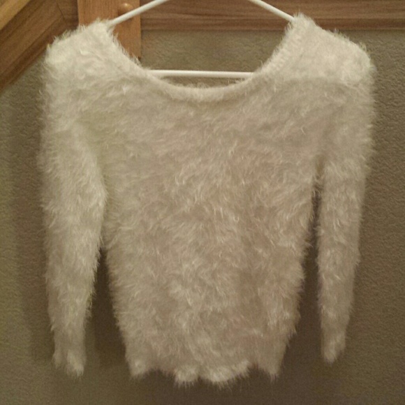 White fuzzy sweater