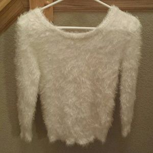 White fuzzy sweater