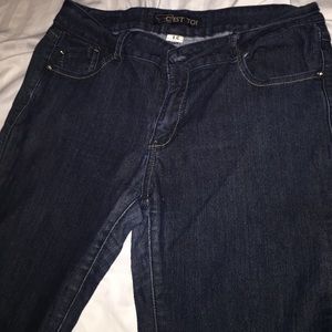 Pre worn dark blue jeans/ size 15