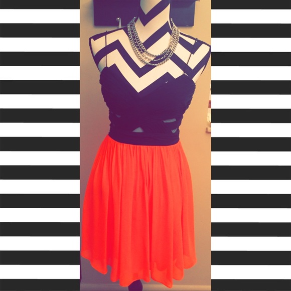 Sexy Orange & Black Dress