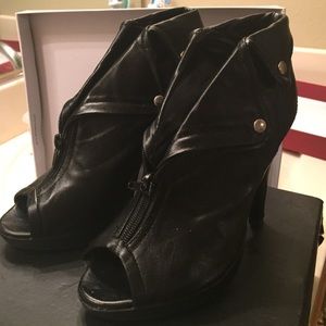 Leather ankle booties