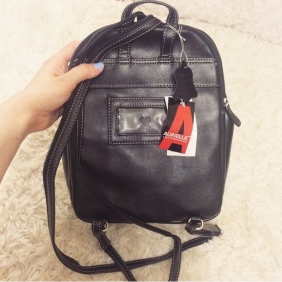 Handbags - Mini Black Leather Backpack!