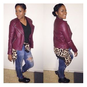 Burgundy leather jacket!