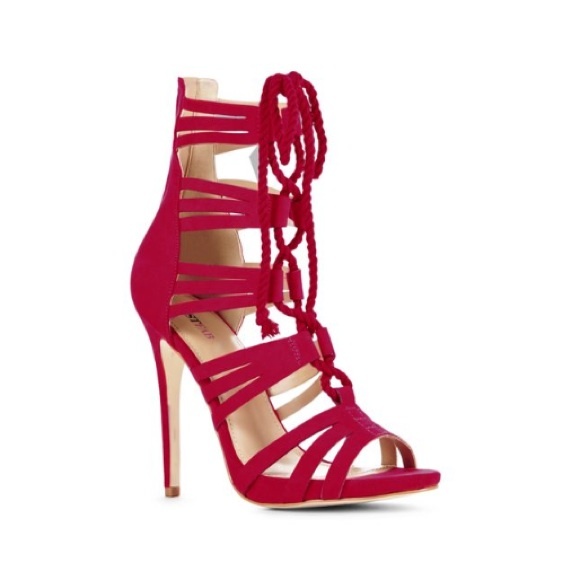 Red Strappy High-Heeled Sandal by JustFab - Picture 2 of 4