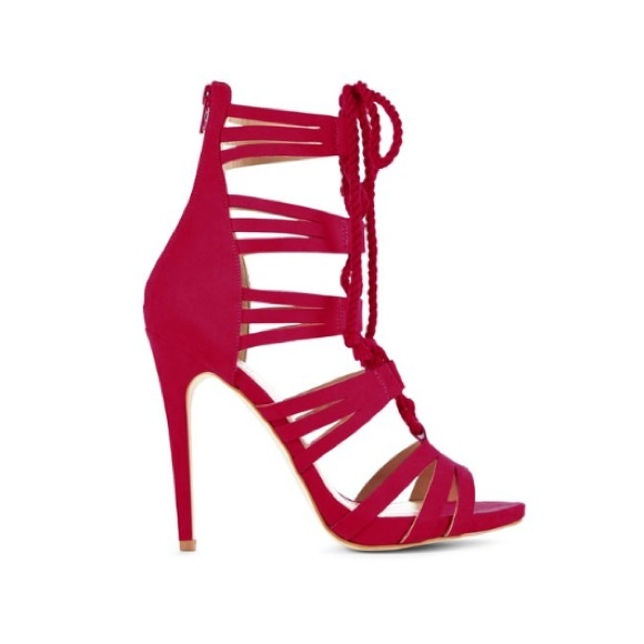 Red Strappy High-Heeled Sandal by JustFab - Picture 3 of 4