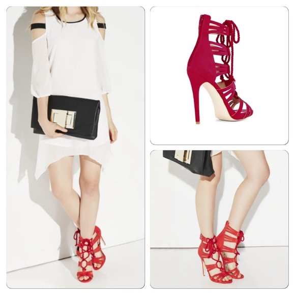 Red Strappy High-Heeled Sandal by JustFab - Picture 4 of 4
