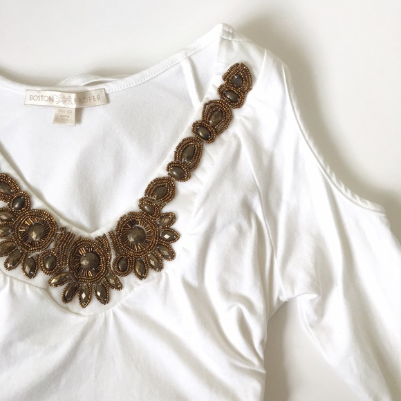 Jeweled & Ruched Boston Proper Top