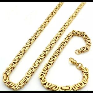 24"stainless steel Byzantine chain set