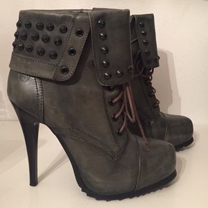 Bronx green military heels LF Stores size 39 9