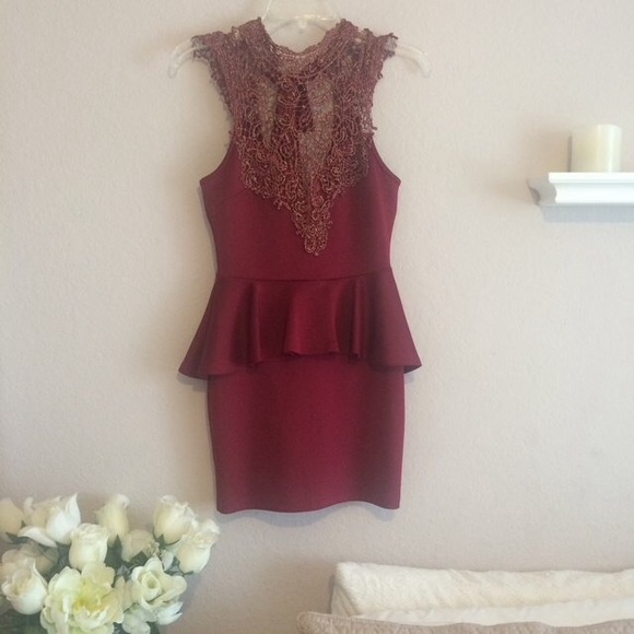 Burgundy Peplum Dress