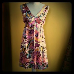 Paisley 60s 70s mod retro silk dress big S M L