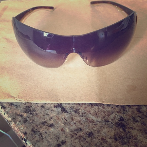 PRADA rimless Sunglasses brown with gold trim