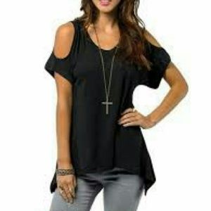 Victoria Secret Black Open Shoulder Tee X-Small