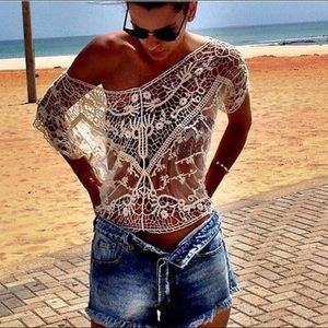 White Crochet Top