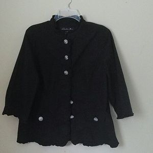 Black Stylish Blazer&Black Polka Dot Canvas Sneaks