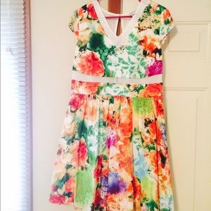 Floral Dress: Beige by Eci Dress