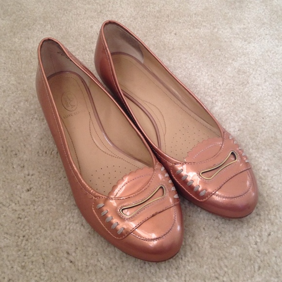 Joan & David Rose Metallic Leather Wedged Flats
