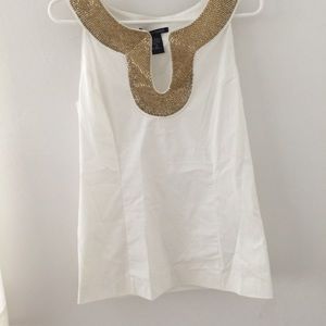 Boston Proper Gold And White Top