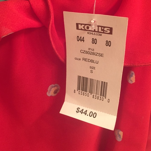 One shoulder red floral flouncy dress SZ small - Picture 2 of 3