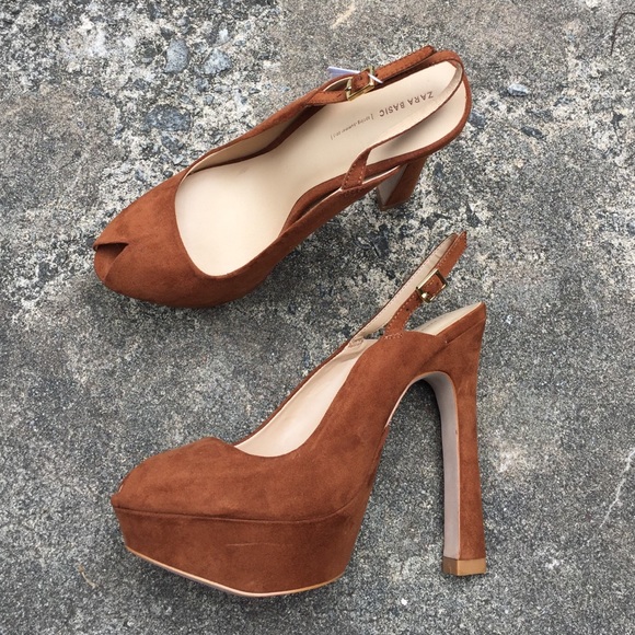 Zara Peep Toe Sling Back Heels - Picture 2 of 3