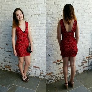 Red & Black Cheetah Bodycon Dress
