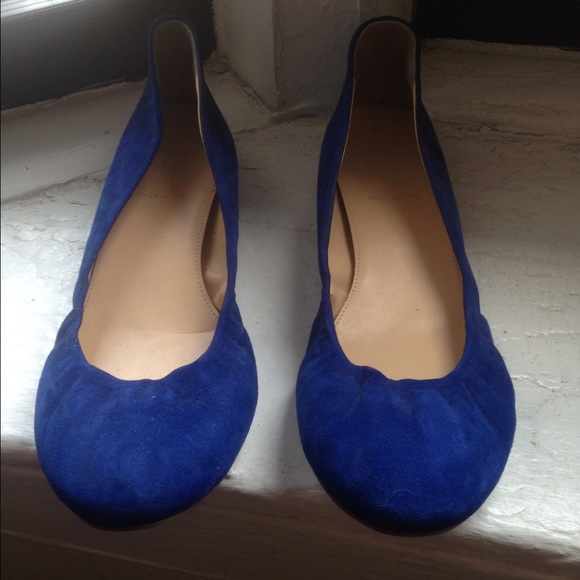 Blue suede J. Crew ballet flats