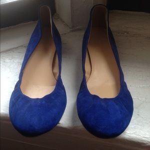 Blue suede J. Crew ballet flats