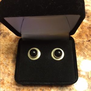 Black onyx and Sterling silver earrings