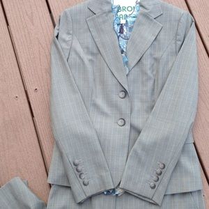 Ann Taylor khaki & blue pinstripe pant jacket suit
