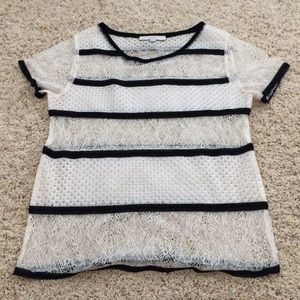 Black and Cream Lace Top