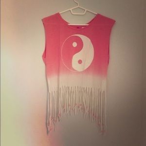 H&M ying yang fringe muscle tee