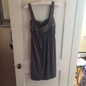 Gray dress with beaded area on front