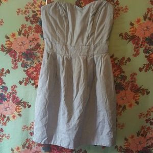 H&M structured blue chambray strapless dress