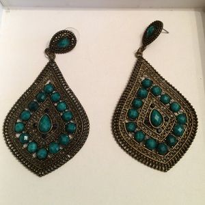 Teal Beaded Earrings