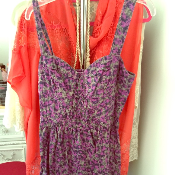 Purple floral print dress