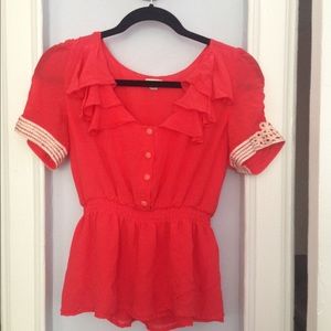 Coral Anthropologie Blouse