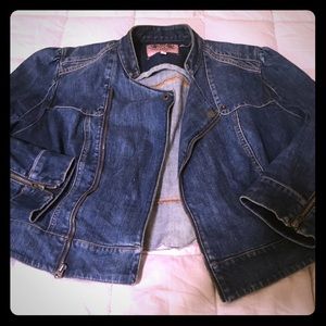 Juicy couture crop moto denim jacket