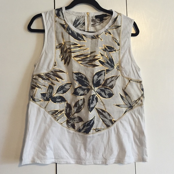J. Crew Tops - J. Crew top with gold accents and leaves