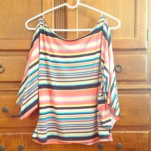 Multicolored off the shoulder top