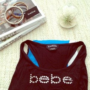 Petite Length BEBE Colorblock Logo Maxi Dress