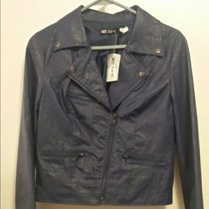 Blue faux leather jacket