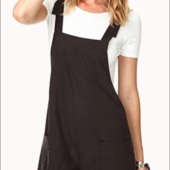 black fabric overalls