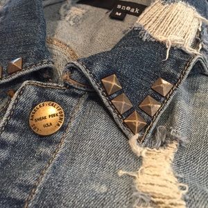 Embellished denim vest